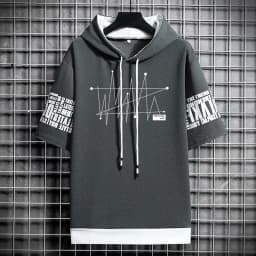 T Shirt for Men Clothing Oversized Streetwear Hoodies Korea 반팔티 Casual Hat T-shirt Print Graphic Tshirt Anime Sports Gym Hoodie