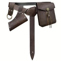 Renaissance Medieval Belt Skirt Hiking Viking Horn Design Leather Cover for Sword Frog Accessory