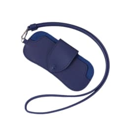 Portable Sunglasses Storage Bag Glasses Case Hanging Neck PU Leather Glasses Holder Protective Sleeve with Lanyard