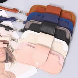 Portable Sunglasses Storage Bag Glasses Case Hanging Neck PU Leather Glasses Holder Protective Sleeve with Lanyard