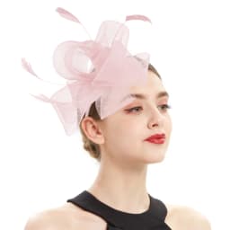 New Bridal Fascinator Bow Hat with Headband and Clips Jockey Feathered Top Hat Wedding Cocktail Tea Party Headpiece for Women