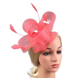 New Bridal Fascinator Bow Hat with Headband and Clips Jockey Feathered Top Hat Wedding Cocktail Tea Party Headpiece for Women