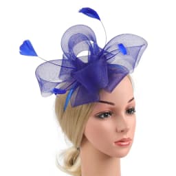 New Bridal Fascinator Bow Hat with Headband and Clips Jockey Feathered Top Hat Wedding Cocktail Tea Party Headpiece for Women