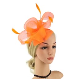 New Bridal Fascinator Bow Hat with Headband and Clips Jockey Feathered Top Hat Wedding Cocktail Tea Party Headpiece for Women