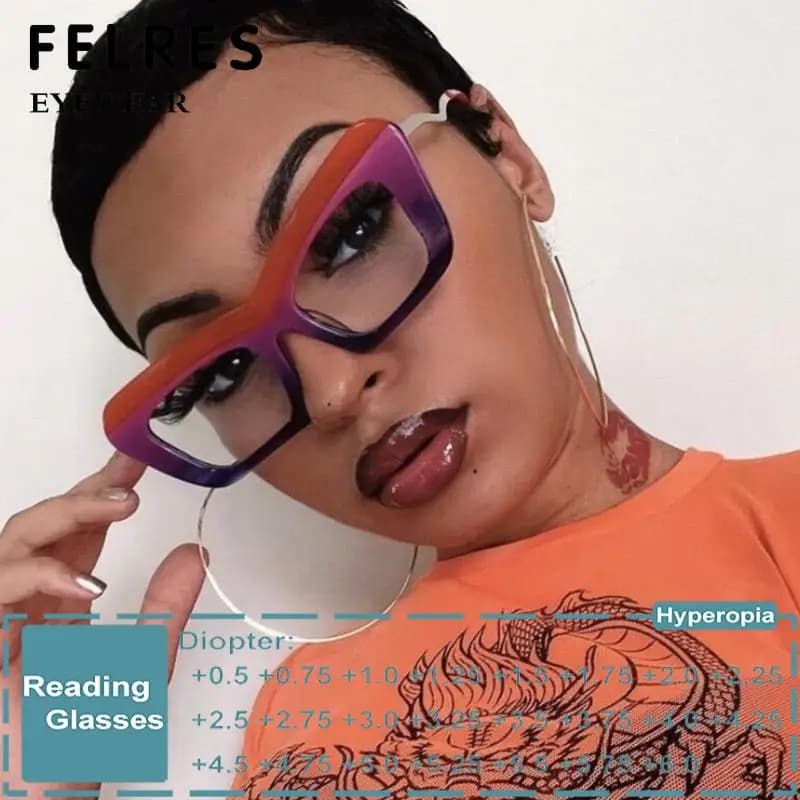 Fashion Brand Designer Colorful Small Frame Reading Glasses Retro Cat Eye Trend Eyeglasses Prescription Women Presbyopic Glasses