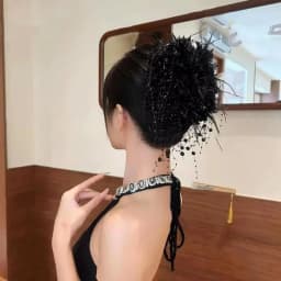 Vintage Chiffon Flower Pearls Feather Hair Claw For Women Lady Elegant Hair Ornament Headband Hair Clip Hairpin Hair Accessories