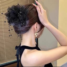 Vintage Chiffon Flower Pearls Feather Hair Claw For Women Lady Elegant Hair Ornament Headband Hair Clip Hairpin Hair Accessories