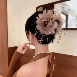 Vintage Chiffon Flower Pearls Feather Hair Claw For Women Lady Elegant Hair Ornament Headband Hair Clip Hairpin Hair Accessories