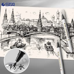 STA 4 Size Waterproof Caligraphy Pen Soft Brush Pens for Writing Letterin Drawing Sketching Art Supplies Japanes Stationer 3751