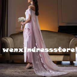 Customized Elegant Appliques Crystal Jersey Off the Shoulder Evening Dress Delicate Boat Neck Straight Short Sleeves P