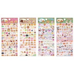 4 pcs/8 pcs Cute Bears Dessert Food 3D Puffy Stickers Adhesive Sticker DIY Diary Stationery Sticker Gift School Office Supplies