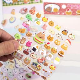 4 pcs/8 pcs Cute Bears Dessert Food 3D Puffy Stickers Adhesive Sticker DIY Diary Stationery Sticker Gift School Office Supplies