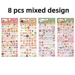 4 pcs/8 pcs Cute Bears Dessert Food 3D Puffy Stickers Adhesive Sticker DIY Diary Stationery Sticker Gift School Office Supplies