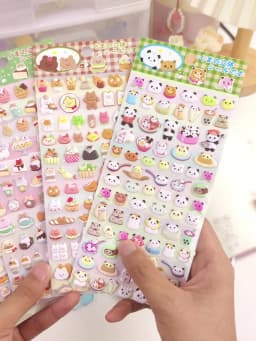 4 pcs/8 pcs Cute Bears Dessert Food 3D Puffy Stickers Adhesive Sticker DIY Diary Stationery Sticker Gift School Office Supplies