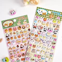 4 pcs/8 pcs Cute Bears Dessert Food 3D Puffy Stickers Adhesive Sticker DIY Diary Stationery Sticker Gift School Office Supplies