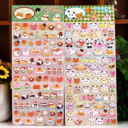 4 pcs/8 pcs Cute Bears Dessert Food 3D Puffy Stickers Adhesive Sticker DIY Diary Stationery Sticker Gift School Office Supplies