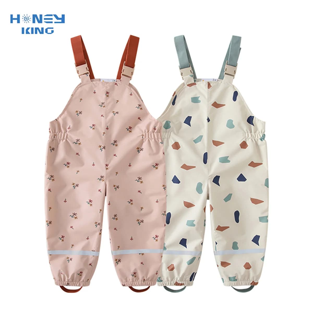 HONEYKING Children Waterproof Rain Pants Baby Jumpsuits Boys Girls Overalls Pants Fashion Kids Overalls