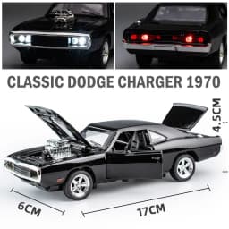 1:32 Simulation 1970 Dodge Charger Alloy Sports Car Model Pull Back Luxury Car Toy Gift Ornaments