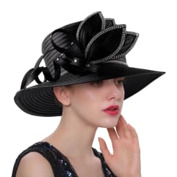 Unique Design Women Satin Cloth Church Hat Elegant Wedding Photography Top Hat Female Banquet Fancy Fascinator Formal Hat Female