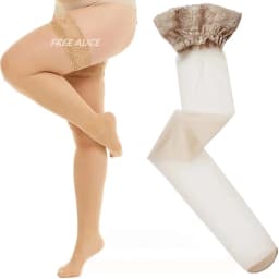 FREEAUCE Oversize Women Plus Size Black Lace Top Stay Up Anti-slip Over Thigh Knee High Elastic Sexy Fishnet Long Sock Stockings