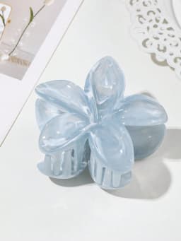 2Pcs/Set Fashion Ocean Blue Plumeria Acetate Hair Claws Hair Clips For Women Girls Party Ponytail Holder Hair Accessories