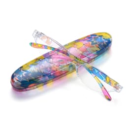 Floral Small Oval Reading Glasses with Case Vintage Anti Blue Light Eyewear Women Men Spring Hinge Computer Readers Eyeglasses