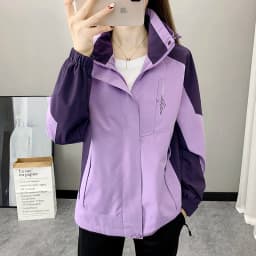 Outdoor Climbing Hiking Jacket Women Patchwork Sports Waterproof Hooded Coat Trekking Mountain Windbreaker Jackets Raincoat