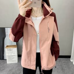 Outdoor Climbing Hiking Jacket Women Patchwork Sports Waterproof Hooded Coat Trekking Mountain Windbreaker Jackets Raincoat