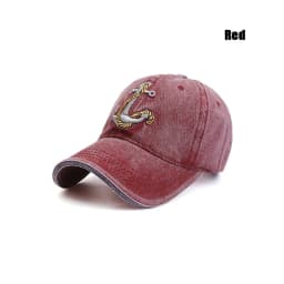 Washed Anchor Embroidered Denim Baseball Cap Outdoor Korean Style Distressed Summer Mens Cap