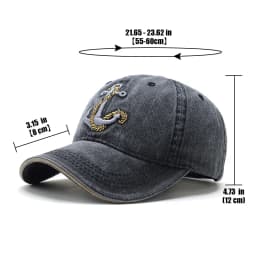 Washed Anchor Embroidered Denim Baseball Cap Outdoor Korean Style Distressed Summer Mens Cap