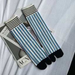 Colorful Combed Cotton Toe Socks Striped Retro Fashion Women's Tabi Socks Harajuku Japanese Middle Tube Sports Split Toe Socks