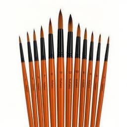 12Pcs Artist Paint Brush Set - Versatile Pointed & Round Tips for Watercolor, Acrylics, Ink, Gouache, Oil, Tempera