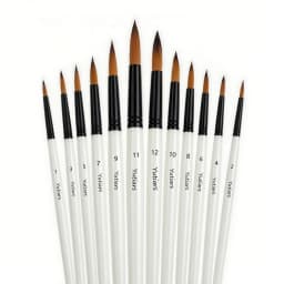 12Pcs Artist Paint Brush Set - Versatile Pointed & Round Tips for Watercolor, Acrylics, Ink, Gouache, Oil, Tempera