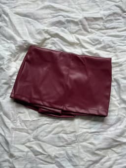 Faux Leather Mini Skirts Elegant Korean Fashion Black PU Skirts For Woman Low Rise Skirt Zip Up Split Skirt With Shorts Brown