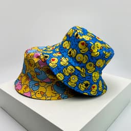 New Unisex Print Yellow Duck Bucket Hats Sunshade Double Sided Wearable Fashion Cute Casual Fisherman Caps Versatile Cartoon Ins