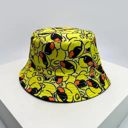 New Unisex Print Yellow Duck Bucket Hats Sunshade Double Sided Wearable Fashion Cute Casual Fisherman Caps Versatile Cartoon Ins
