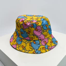 New Unisex Print Yellow Duck Bucket Hats Sunshade Double Sided Wearable Fashion Cute Casual Fisherman Caps Versatile Cartoon Ins
