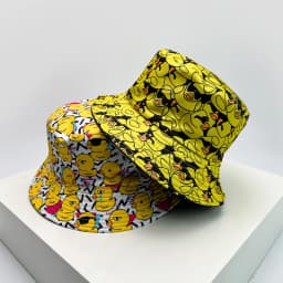New Unisex Print Yellow Duck Bucket Hats Sunshade Double Sided Wearable Fashion Cute Casual Fisherman Caps Versatile Cartoon Ins