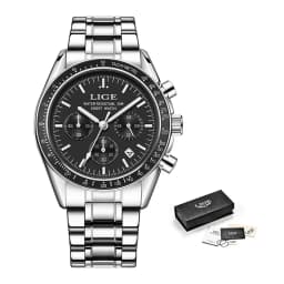 LIGE Top Brand Luxury Men Watches Luminous Calendar Business Quartz Watch Mens Sports Waterproof Stainless Steel Man Wristwatch