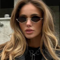Fashion Small Polygonal Sunglasses Women Luxury Brand Metal Half Frame Sun Glasses Ladies Hipster Sexy Cat Eye Shades Vintage