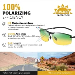 Day and Night Vision Sunglasses Polarized Smart Photochromic Sun Glasses for Man Woman Camping Fishing Driving Climbing Cycling