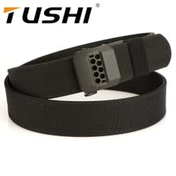 TUSHI Brand Double Layered Thickened Tactical Belt Men's Outdoor Nylon 3.8 Wide Upgraded Automatic Buckle Gun Belt