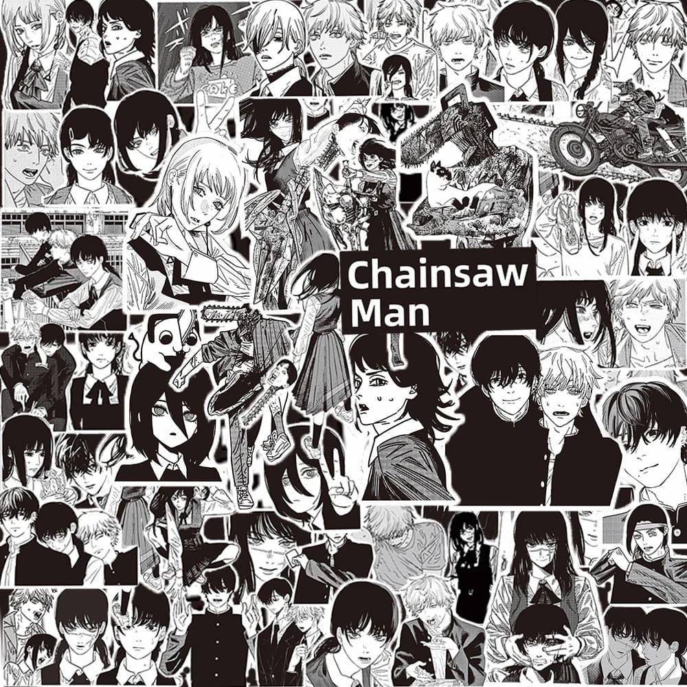 10/30/75pcs Chainsaw Man Anime Stickers Cool Black White Manga Graffiti Sticker Decoration Laptop Water Bottle Phone Decals Gift