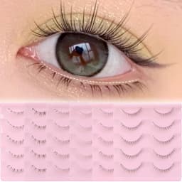 Lower Eyelashes Pack 5 Pairs Natural Manga Under Eye Lashes Soft Lower Eyelashes Handmade Clear Band Bottom Lashes Makeup Tools