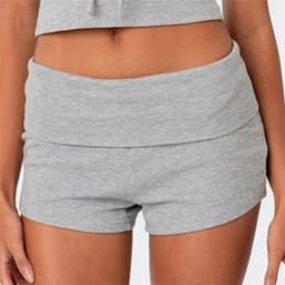 Women Seamless Low Rise Lounge Shorts Y2k Fold Over Skinny Shorts Summer Casual Female Boyshorts Pjs Sleepwear