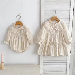 New Baby Girls Dress Girls Sweet Girl Dress Ruffle Trim Party Princess Dress Lace Collar Going Out Casual Dresses Little Clothes