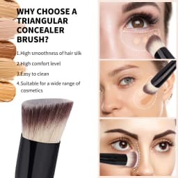 MAANGE 2PCS Flawless Makeup Brush Flat/Angle Foundation Contour Brush Under Eyes Makeup Brush for Liquid Cream Beauty Tools