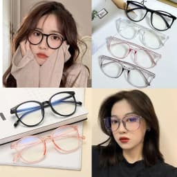 Plane Mirror Anti Blue Light Glasses Trendy Transparent Without Degree Round Eyewear New Optical Spectacle Eyeglass Women Men