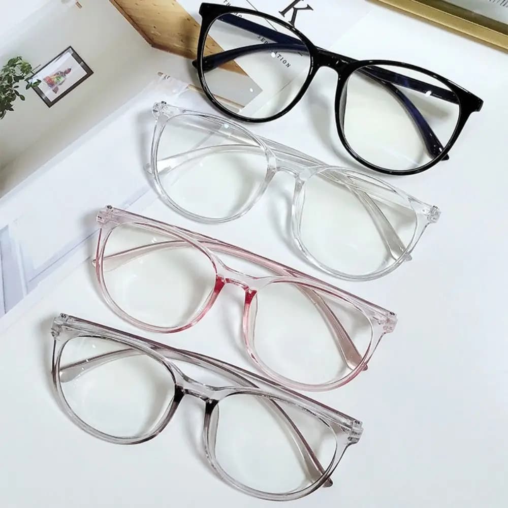 Plane Mirror Anti Blue Light Glasses Trendy Transparent Without Degree Round Eyewear New Optical Spectacle Eyeglass Women Men