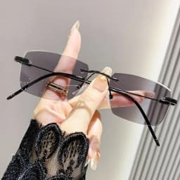 Advanced Photosensitive Color Changing Glasses Anti Blue Light Flat Light Lens Women's Frameless High-definition Myopia Glasses